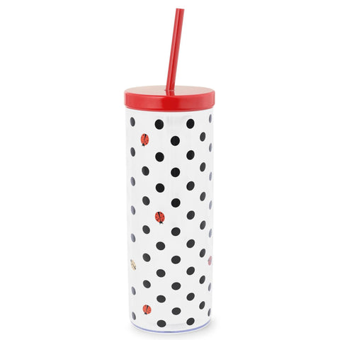 kate spade new york tumbler with lid and straw, travel-ready secure closure.