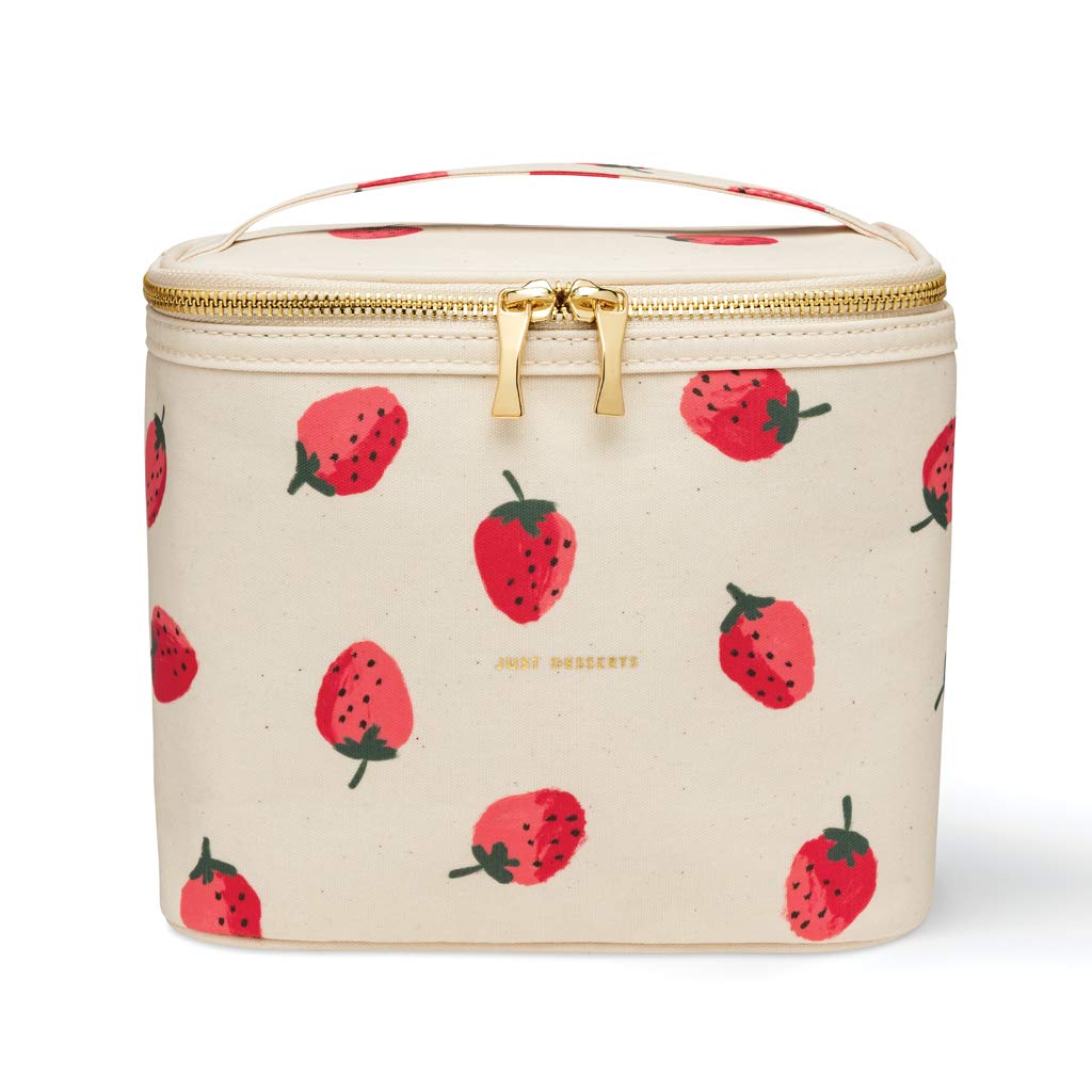 kate spade new york insulated lunch tote front view strawberries design keeps snacks fresh for work