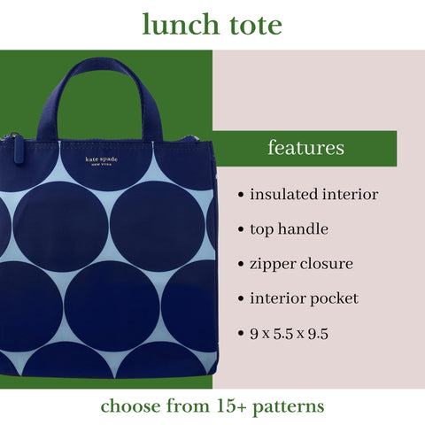 kate spade new york Joy Dot cooler interior features silver insulation to keep drinks fresh.