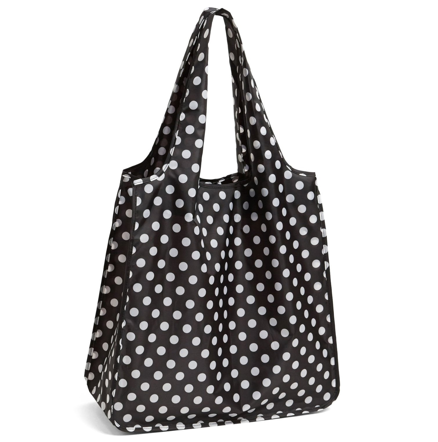kate spade new york reusable tote with black dots, open for quick shopping trips