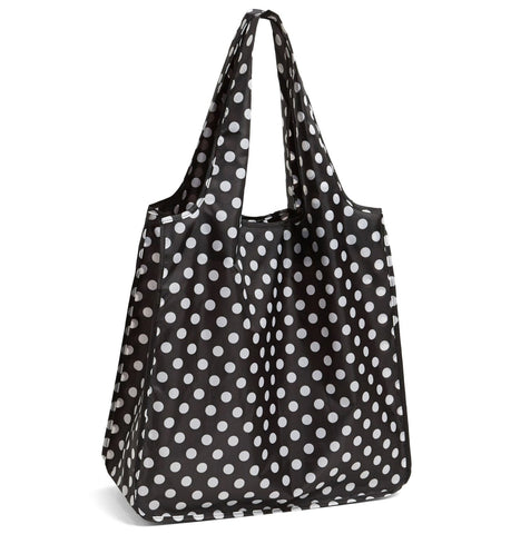 kate spade new york reusable tote with black dots, open for quick shopping trips