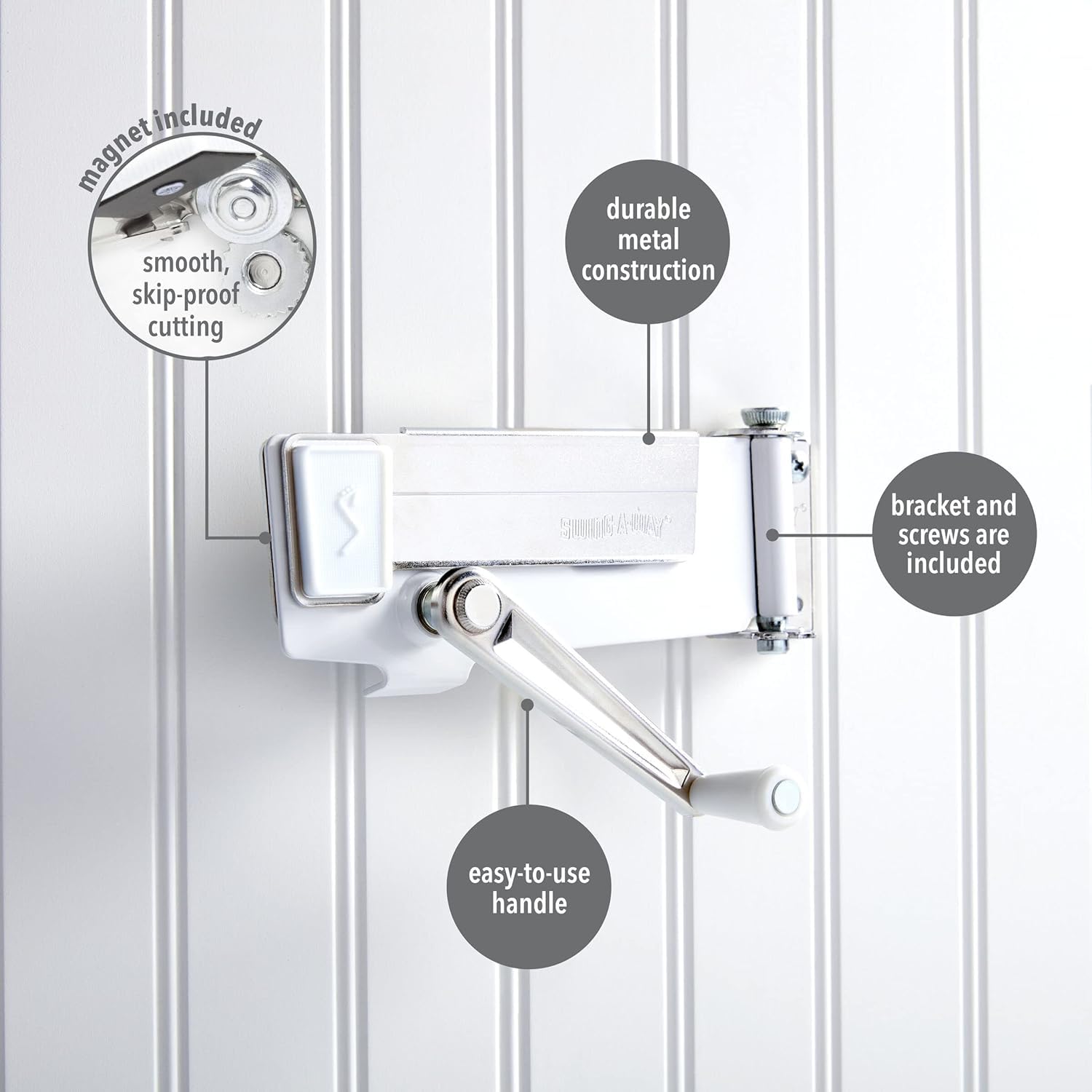 Katouigb Swing-A-Way integrated magnet lifts can lids safely.