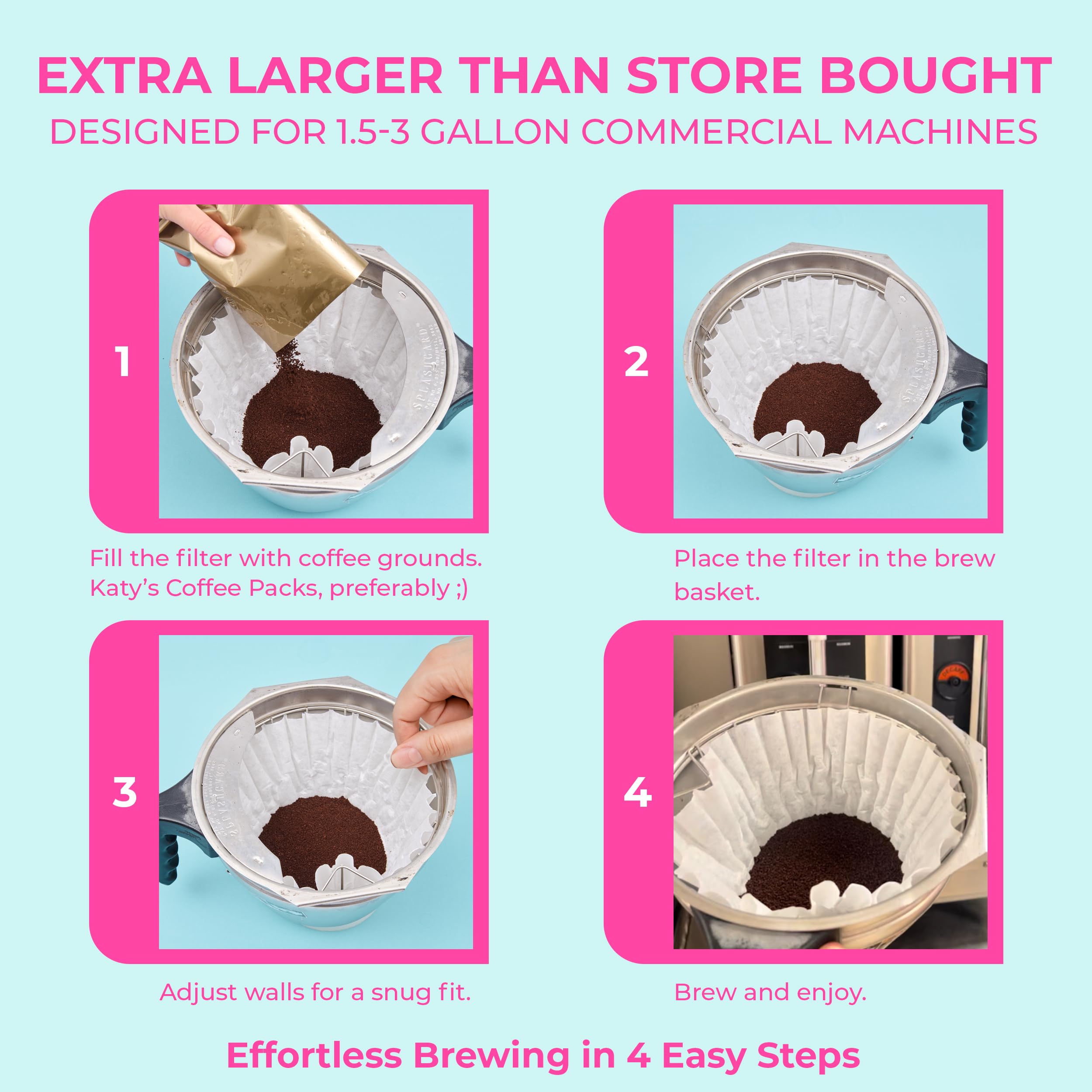 Katy’s unbleached ECf paper supports clean, pure flavors in every brew.