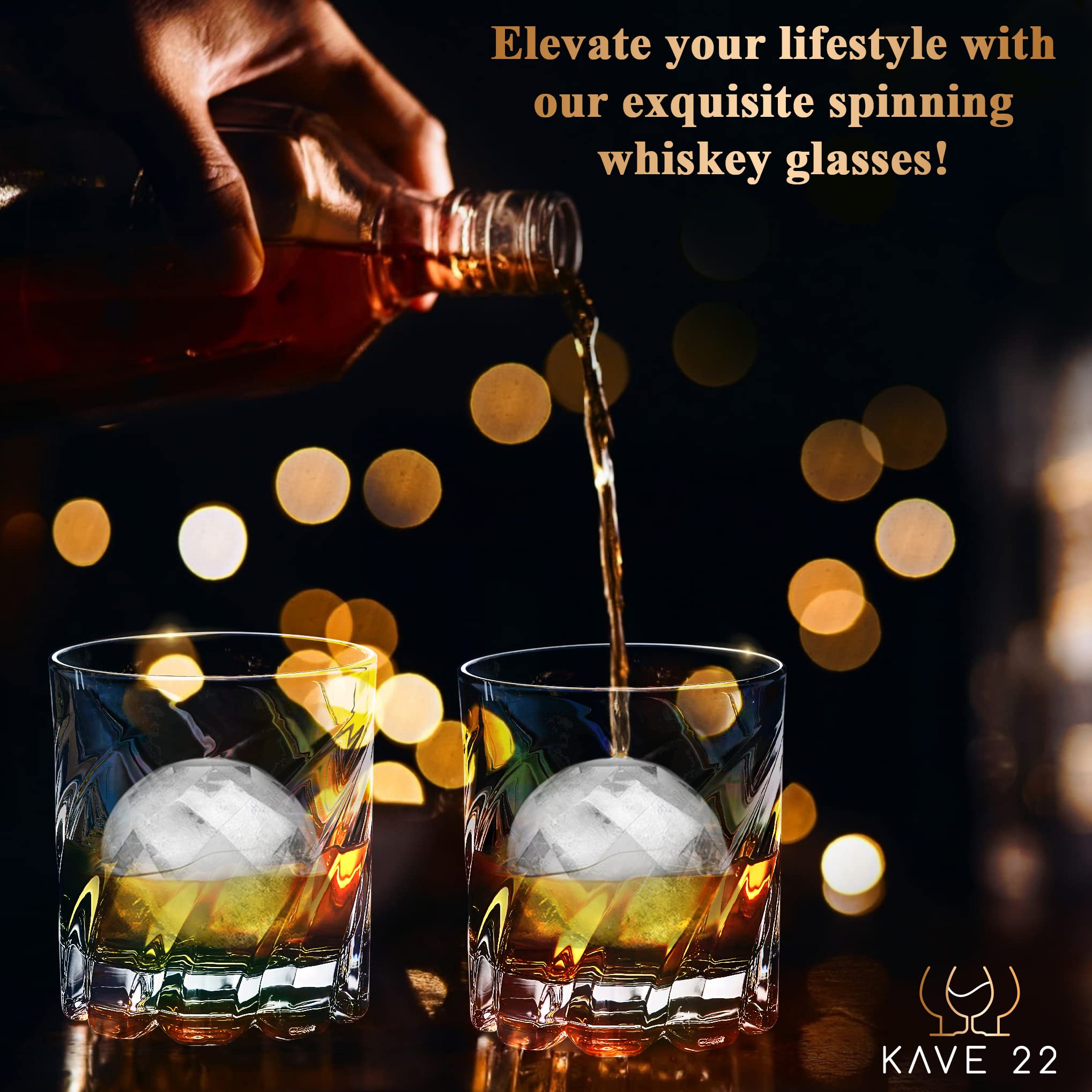 KAVE 22 thick crystal whiskey glasses emphasize durability and elegance