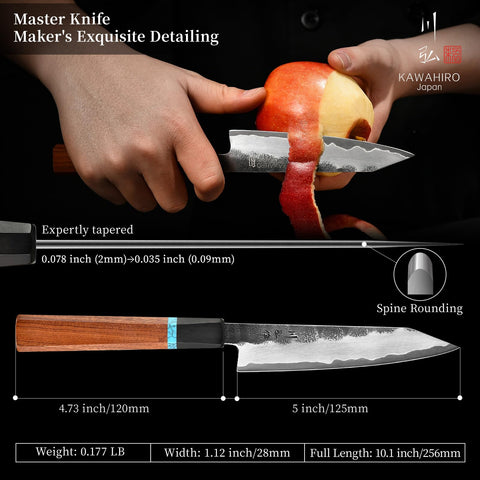 KAWAHIRO hand-sharpened edge delivers clean slicing through fruits and vegetables