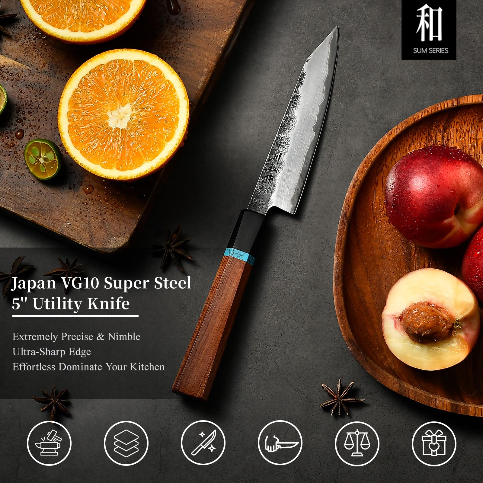 KAWAHIRO premium materials blend of ruby wood, ebony, turquoise inlay for style