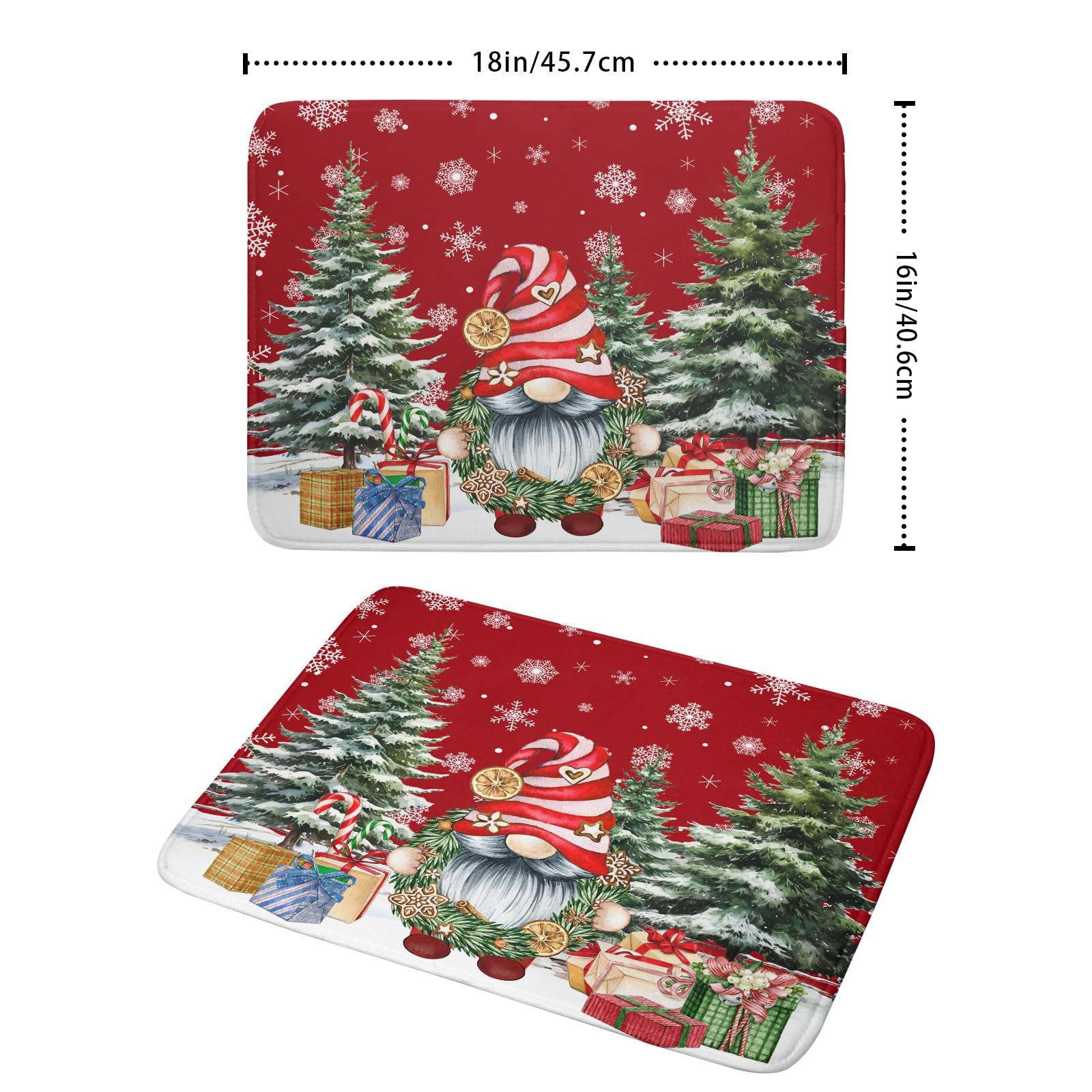 Kawani dish mat pattern detail with snowflakes and gnomes enhancing kitchen decor and moisture absorption