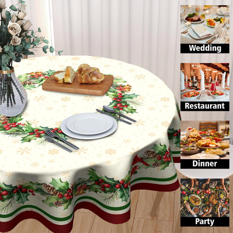 Kawani Christmas tablecloth watercolor pattern adds festive charm while protecting the surface.