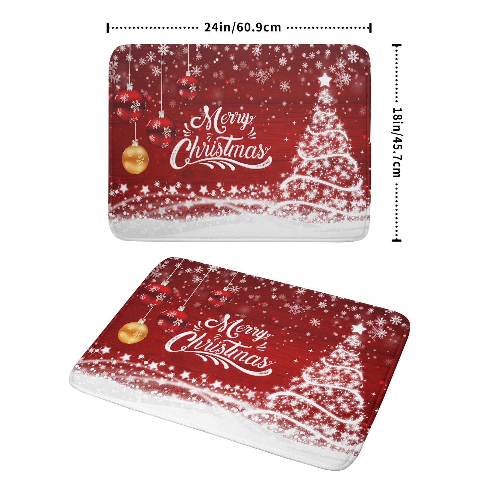 Kawani red snowflake dish drying mat sized 18x24 inches keeps counters dry