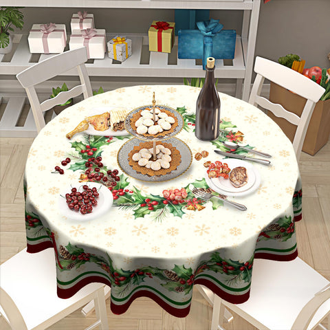 Kawani holiday tablecloth suitable for weddings, birthdays, and casual dinners.