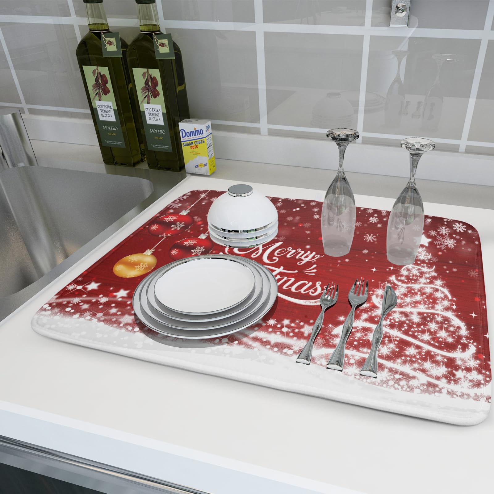 Kawani machine-washable dish drying mat stays soft after washes