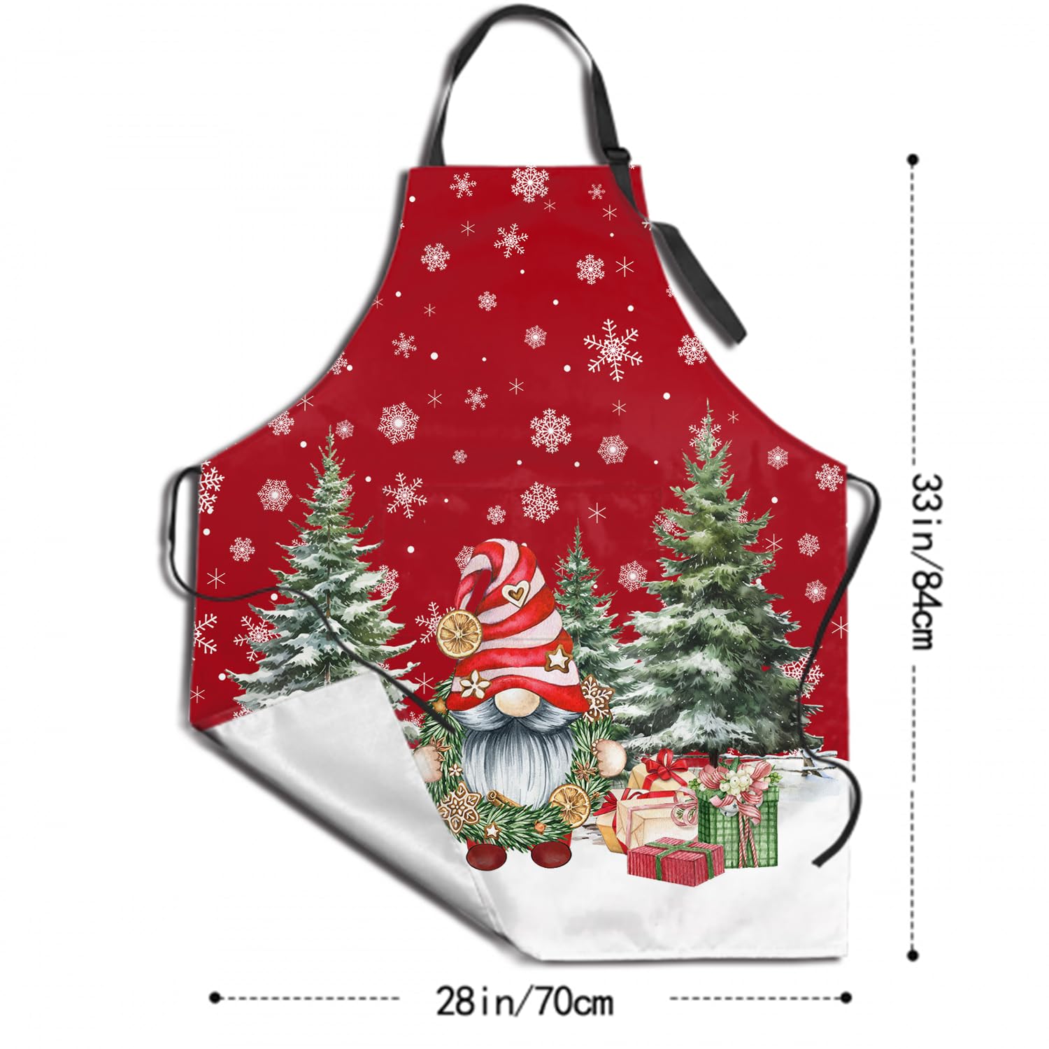 Kawani Merry Christmas Apron with adjustable neck straps for a comfortable fit.