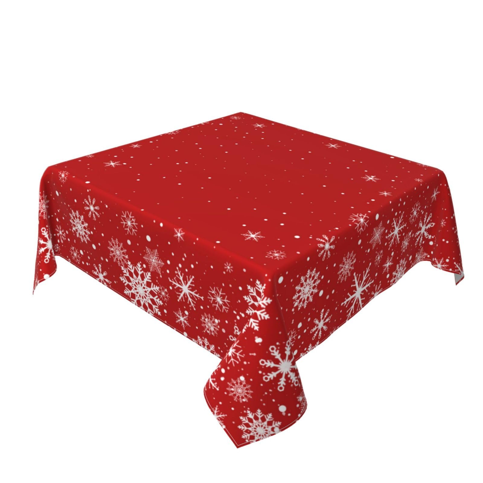 Close-up of Kawani snowflakes pattern on square tablecloth