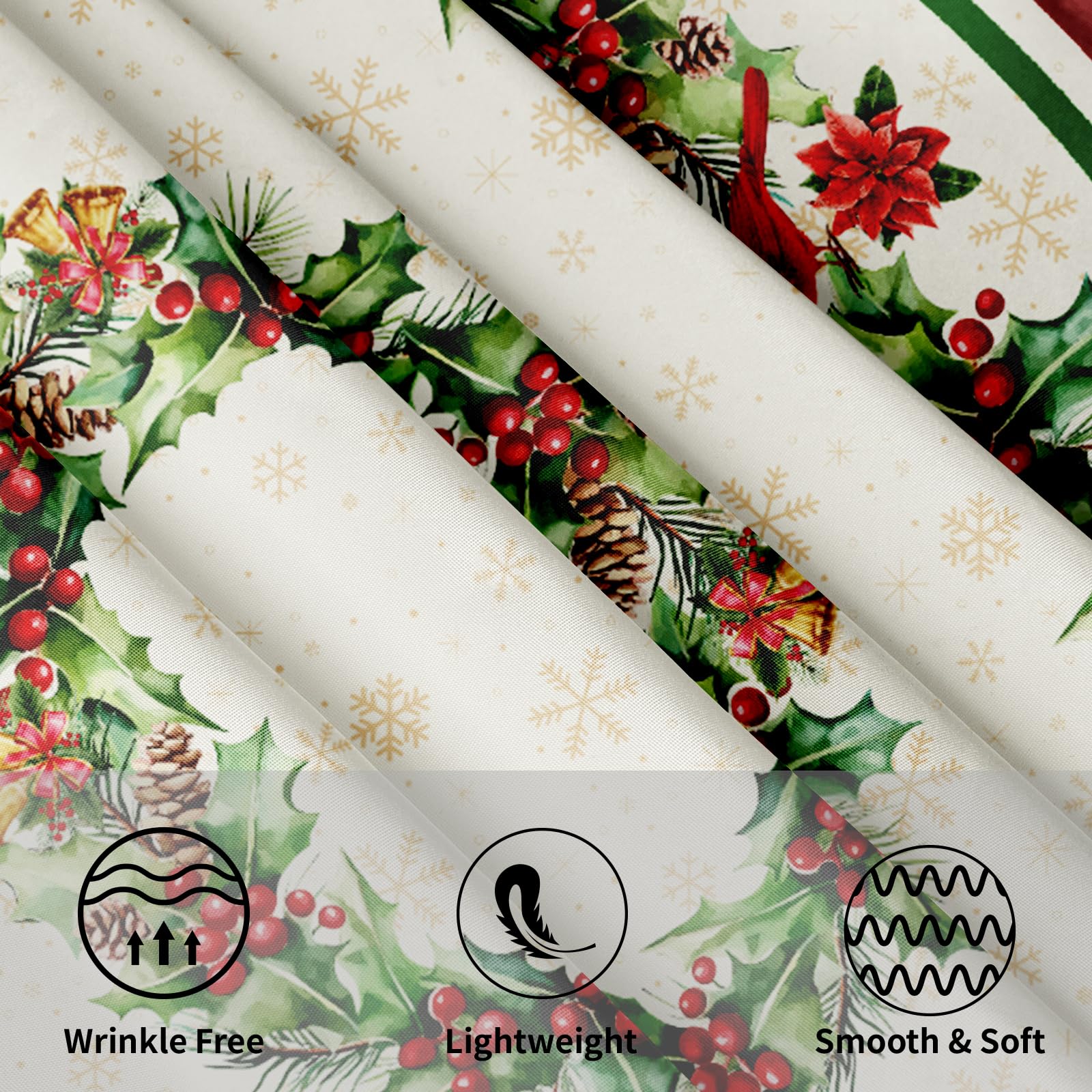 Kawani winter Christmas tablecloth designed for indoor and outdoor use with durable fabric.
