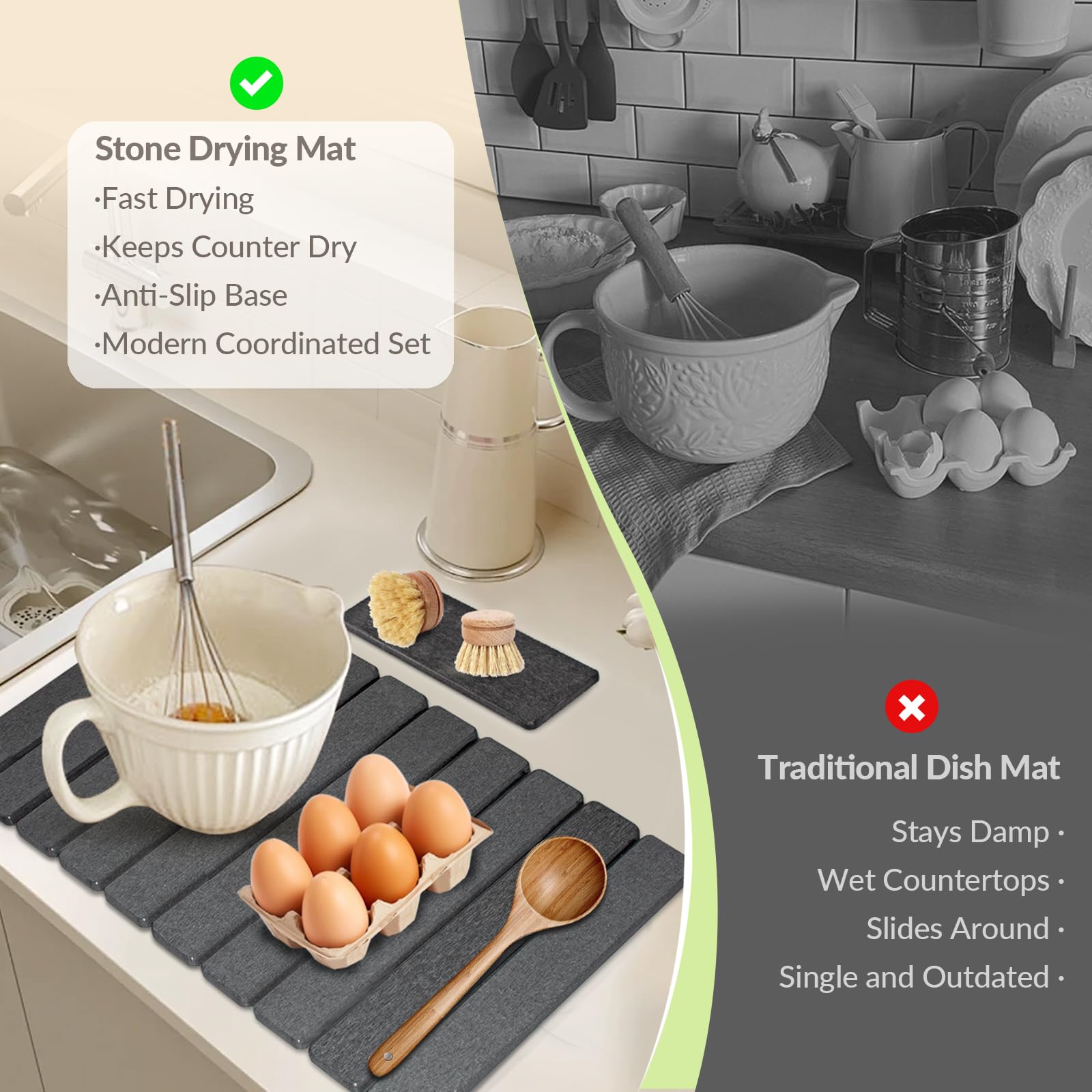 KAWRYDI mat with non-slip PVC back stays stable on countertops