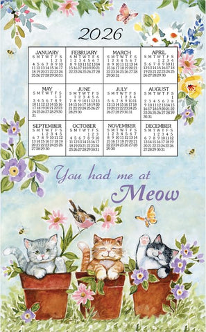 Kay Dee Designs 2026 calendar towel featuring Sweet Kitties art, decorative wall calendar option.
