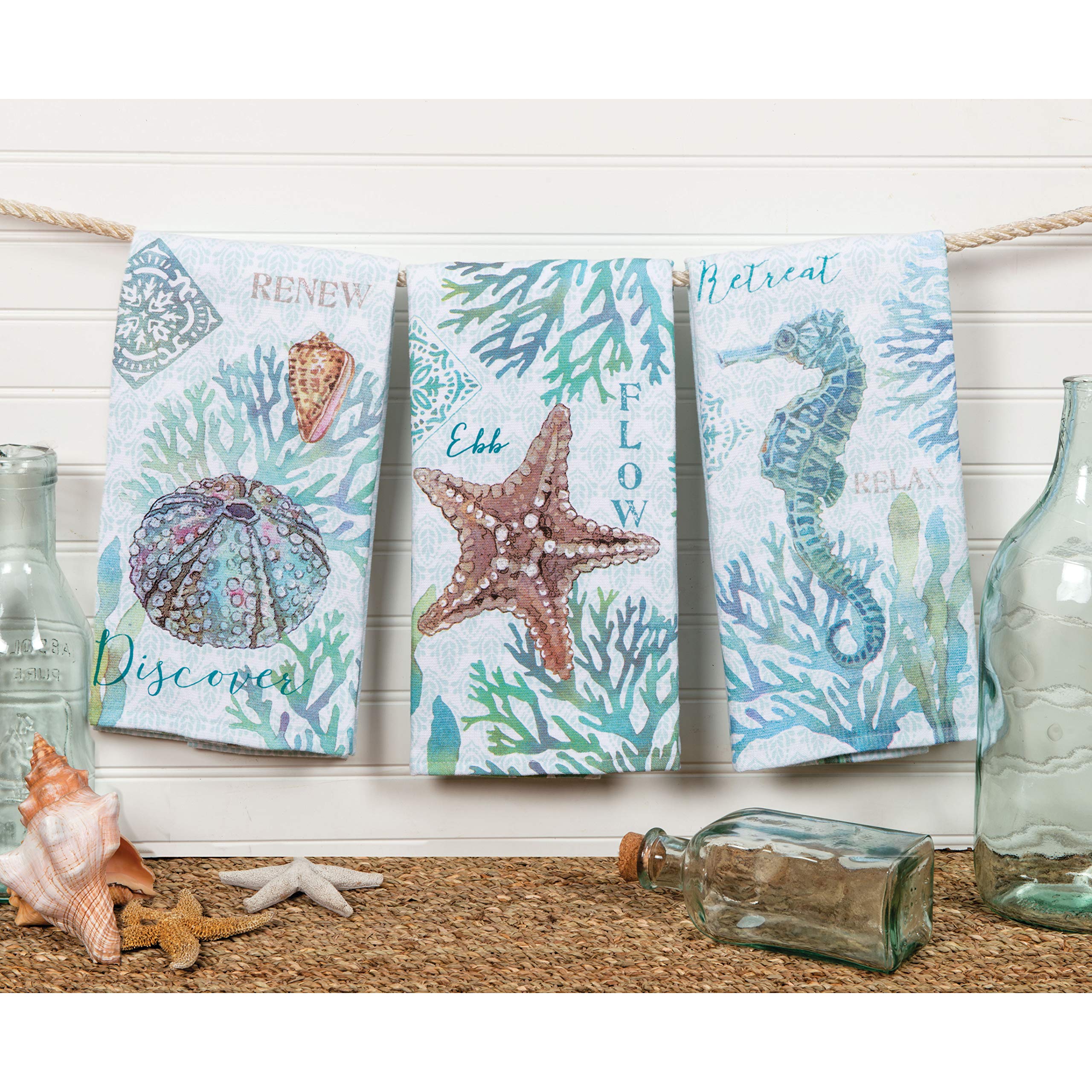 Kay Dee Beachcomber towel starfish print adds nautical charm for kitchen use