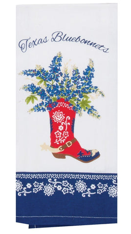 Kay Dee Home Sweet Texas bluebonnets dishtowel; absorbent cotton for quick cleanup