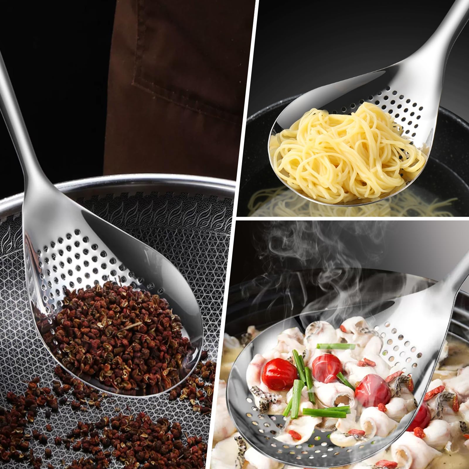 KAYCROWN dishwasher safe spider strainer makes cleanup after cooking easy