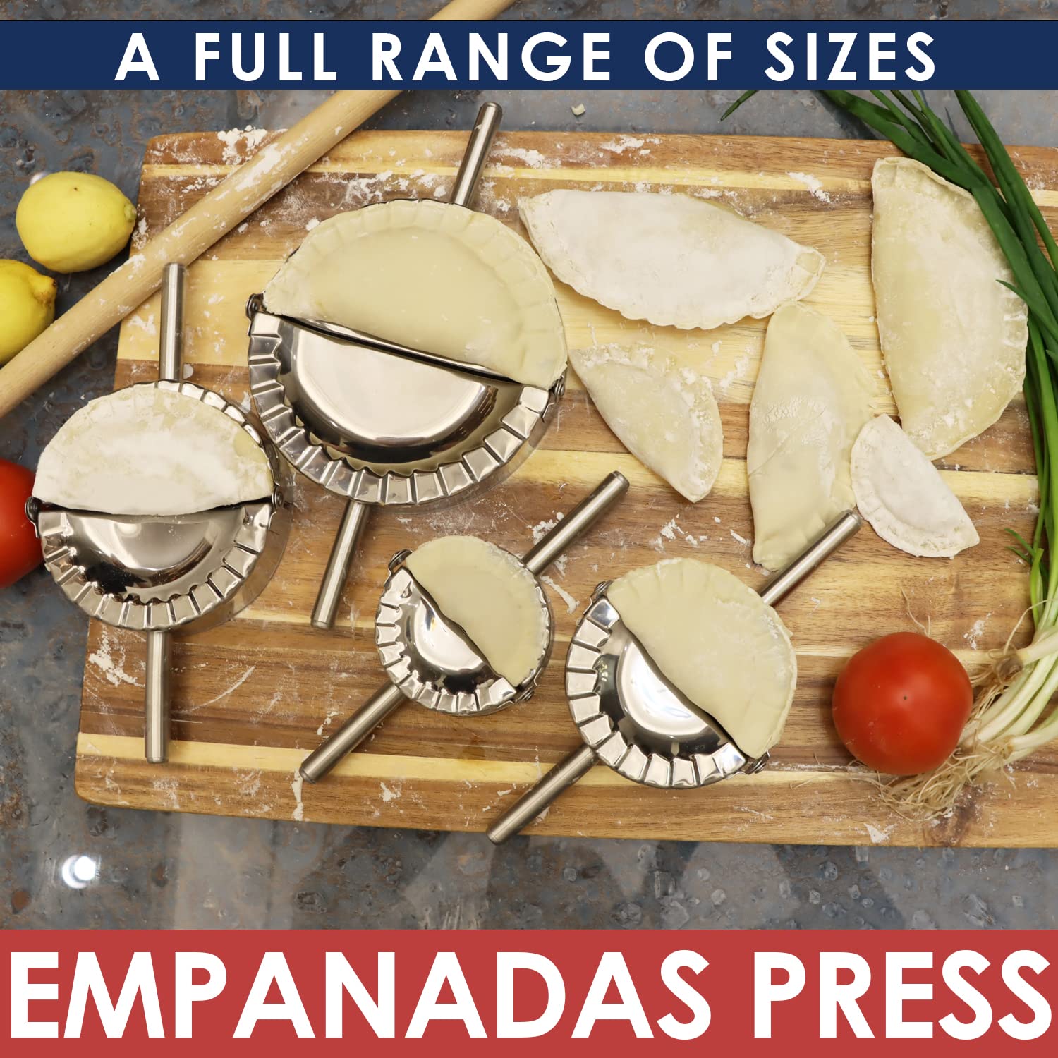Kaycrown Empanada Press M 4in enables quick ravioli with fillings.