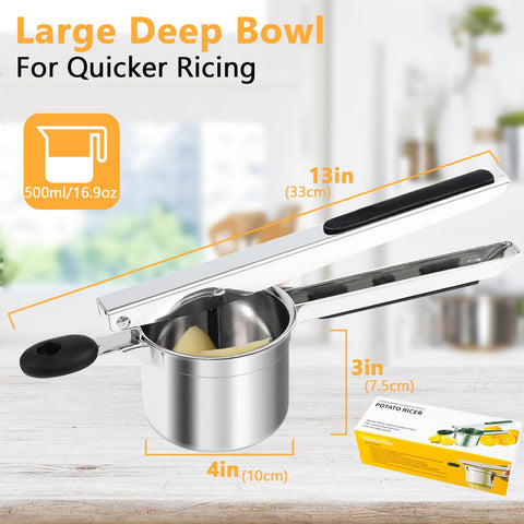 KAYCROWN versatile ricer helps with gnocchi, spaetzle, and mashes.
