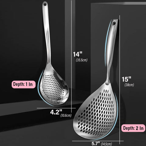 KAYCROWN stainless steel spider strainer close up shows durable 18/8 construction