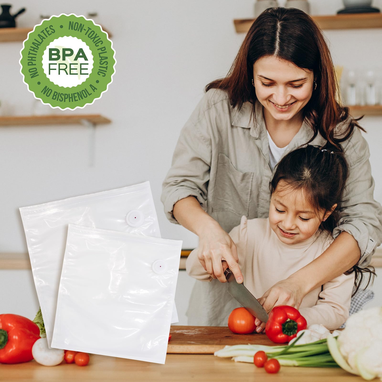 Kayiant freezer-friendly bags extend shelf life of meats and vegetables.