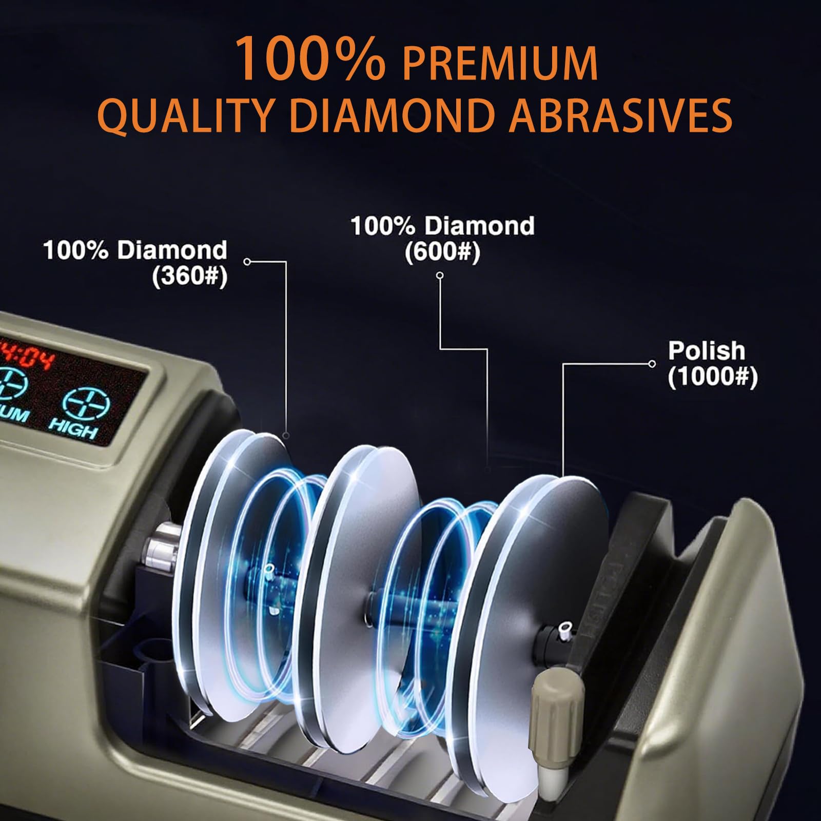 KAZRBEP precision-angle guide auto-adjusts for consistent bevels across your entire knife collection.