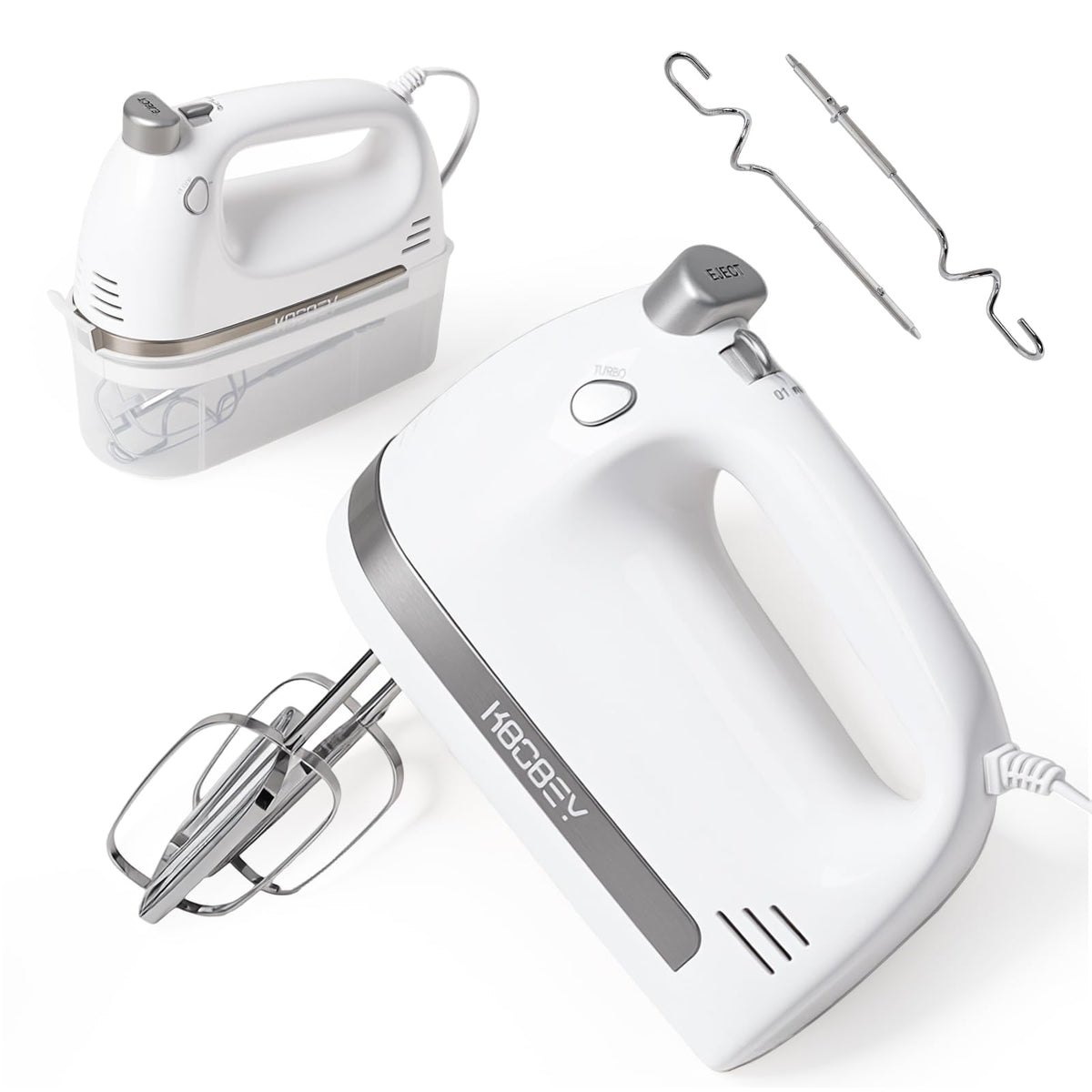 KBOBEY 450W hand mixer with side ventilation cooling during heavy mixing