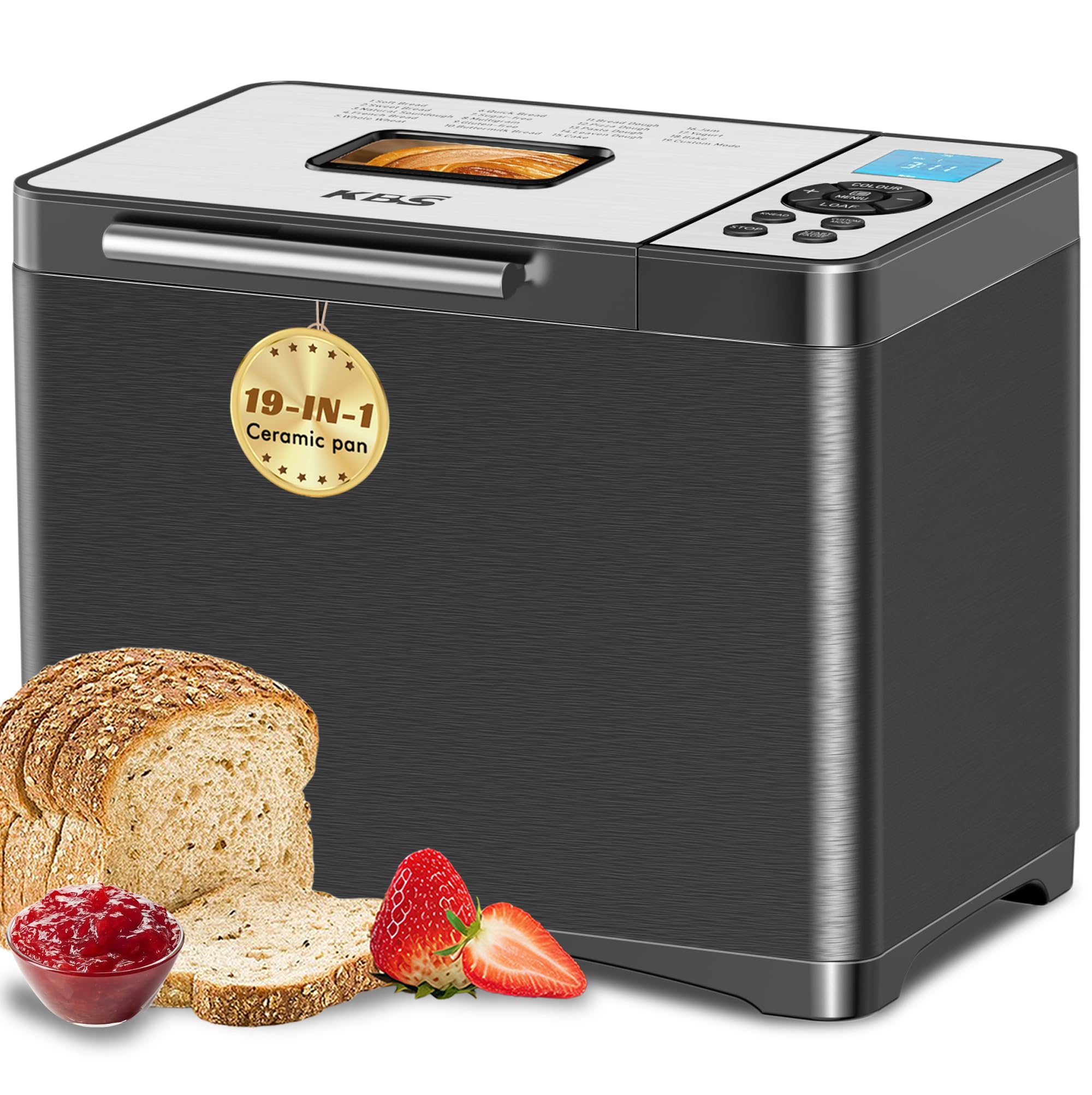 KBS 19-in-1 bread maker control panel for easy program selection