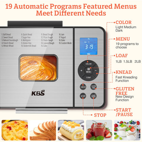 KBS 19-in-1 dough kneading with 360° mixing for thorough result