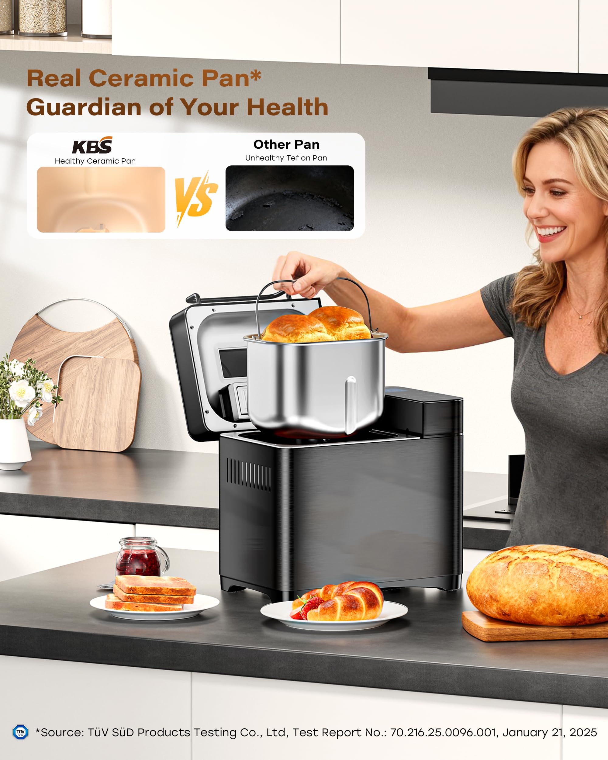 KBS Premium Convection Bread Maker auto nut dispenser adds mix-ins automatically for consistent textures.