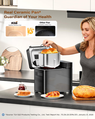 KBS Premium Convection Bread Maker auto nut dispenser adds mix-ins automatically for consistent textures.