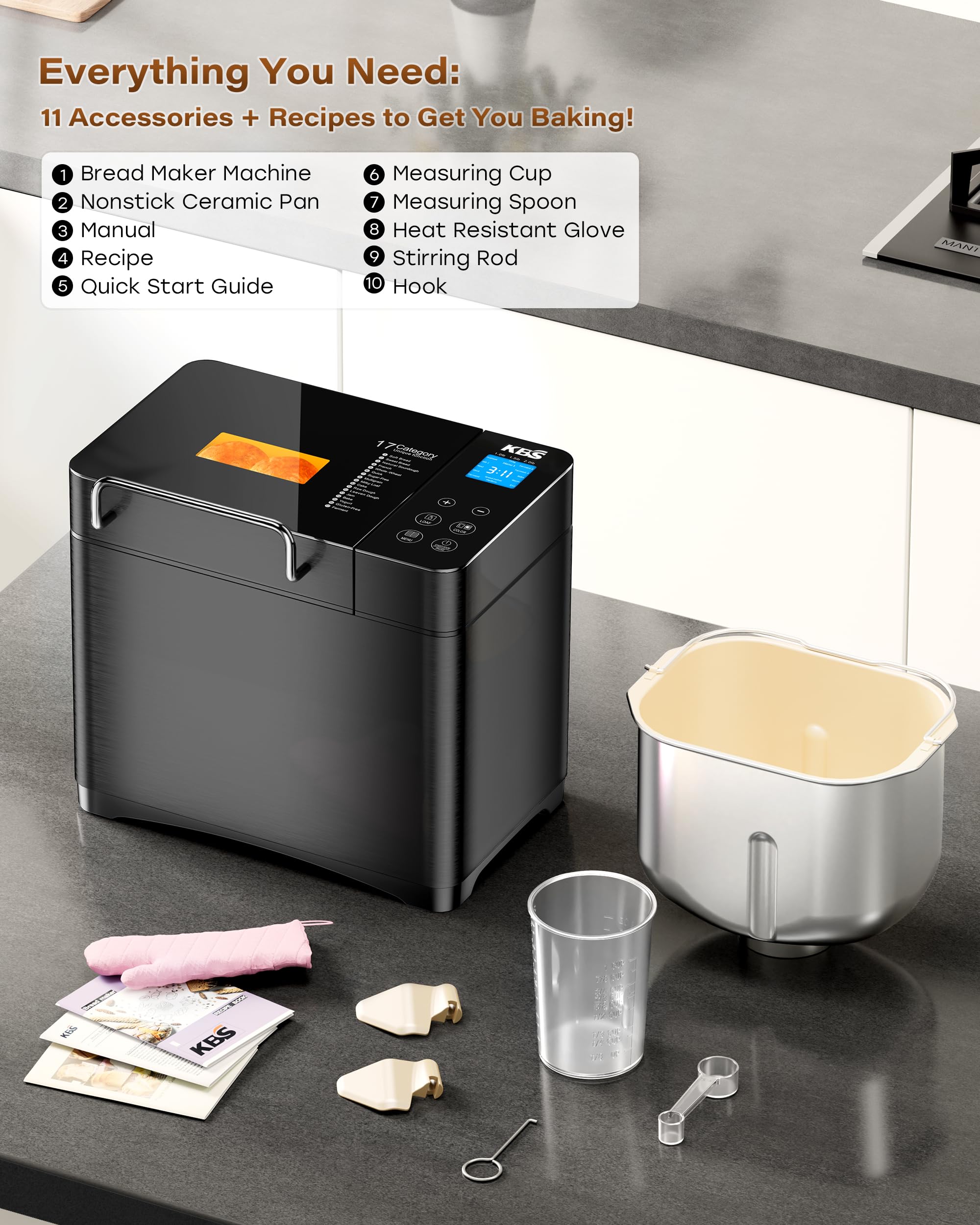 KBS Premium Convection Bread Maker included accessories cover everything needed for first bake.