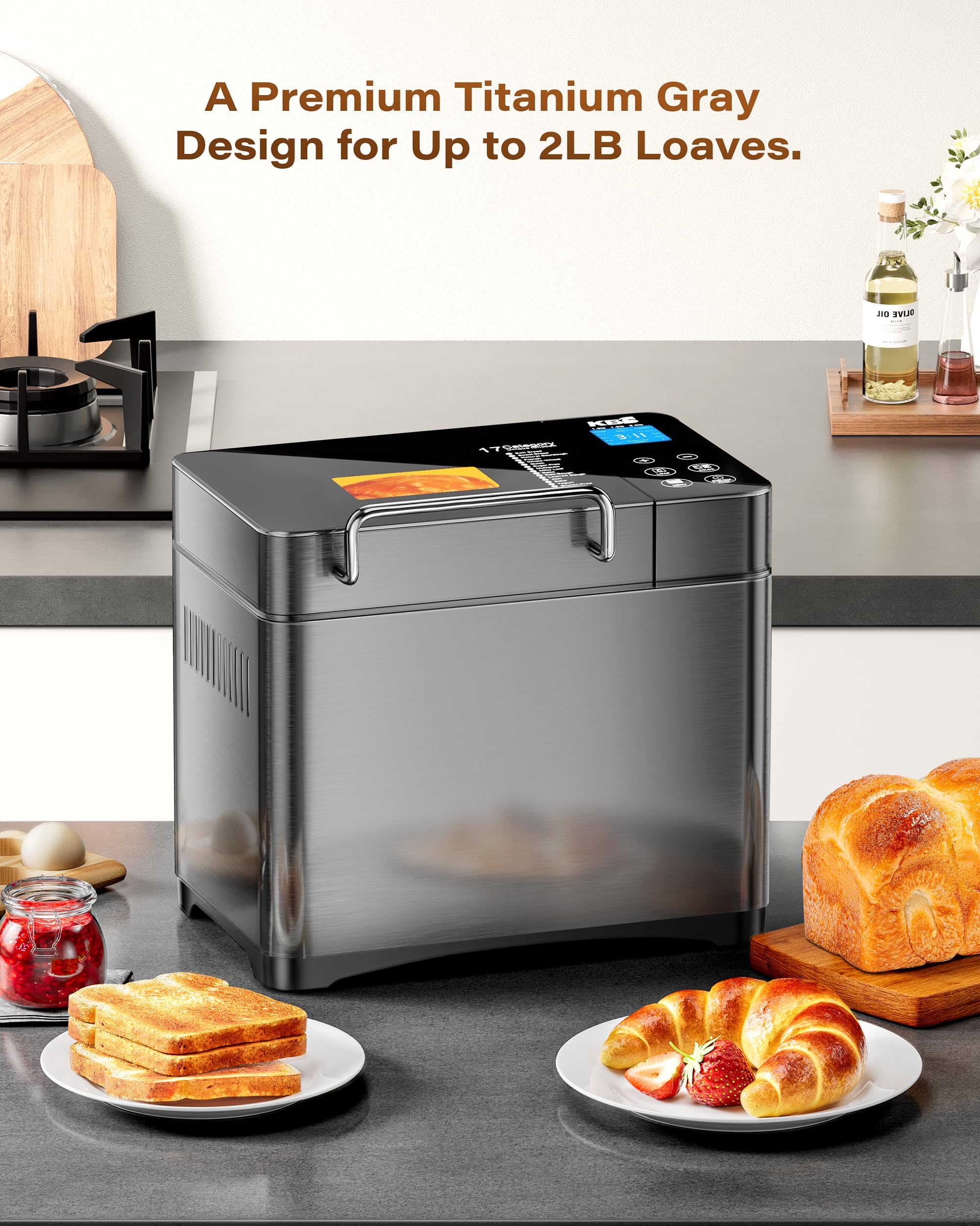 KBS Premium Convection Bread Maker loaf sizes option supports 1 lb, 1.5 lb, and 2 lb loaves.