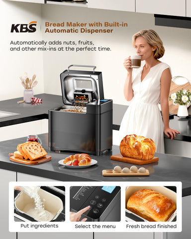 KBS Premium Convection Bread Maker touch panel enables intuitive program selection and quick operation.
