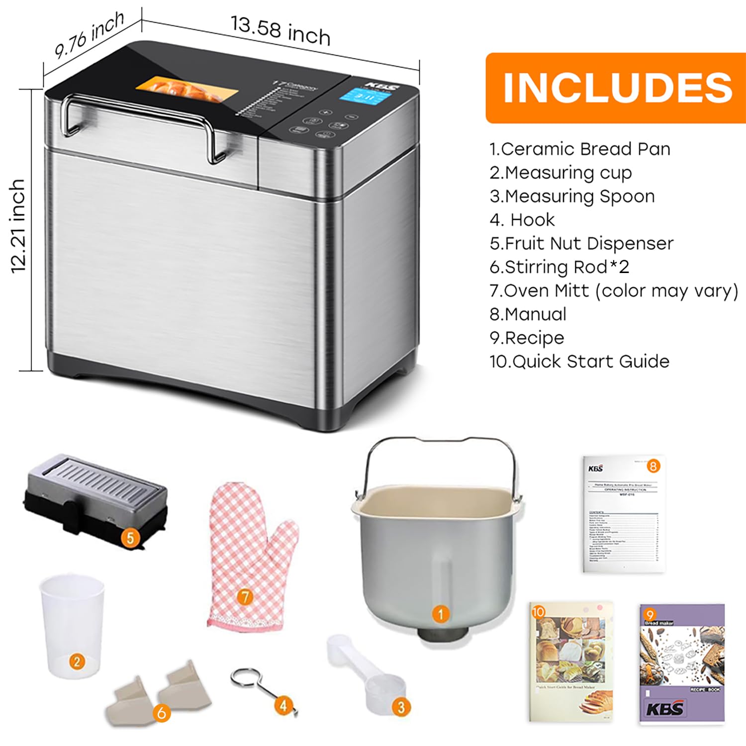 KBS Pro 710W included kit layout with essential baking items