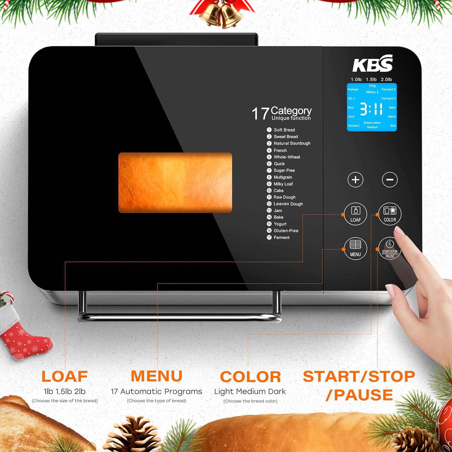 KBS Pro 710W control panel showing glass touch interface for easy operation