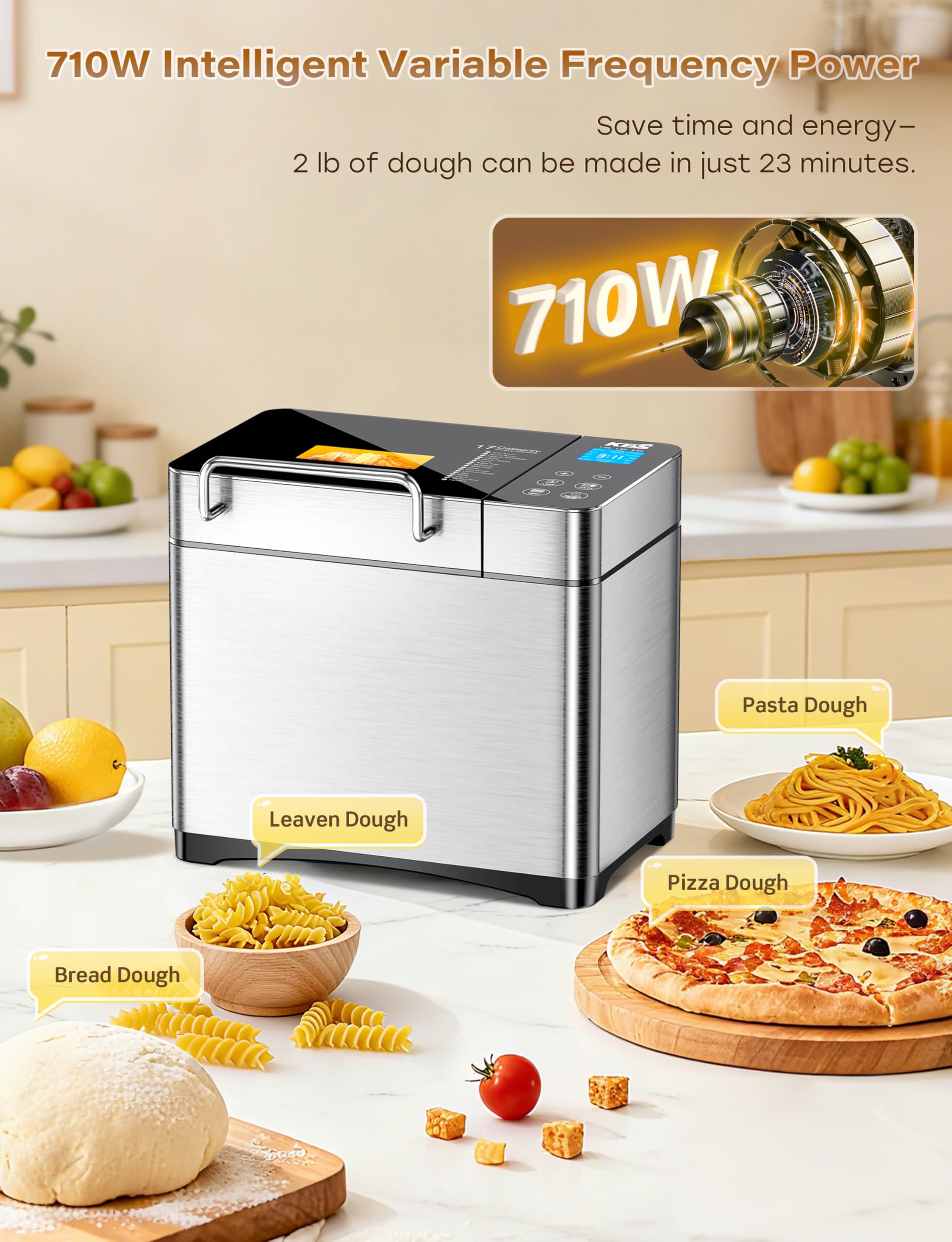 KBS Pro 710W loaf size and crust color selector in close view