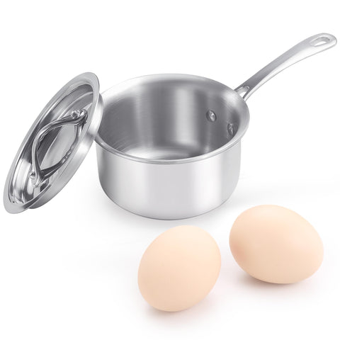KC-Emier mini sauce pan with lid showing sleek finish for quick heating and easy cleanup