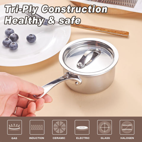 Stay-cool handle on KC-Emier pan during cooking