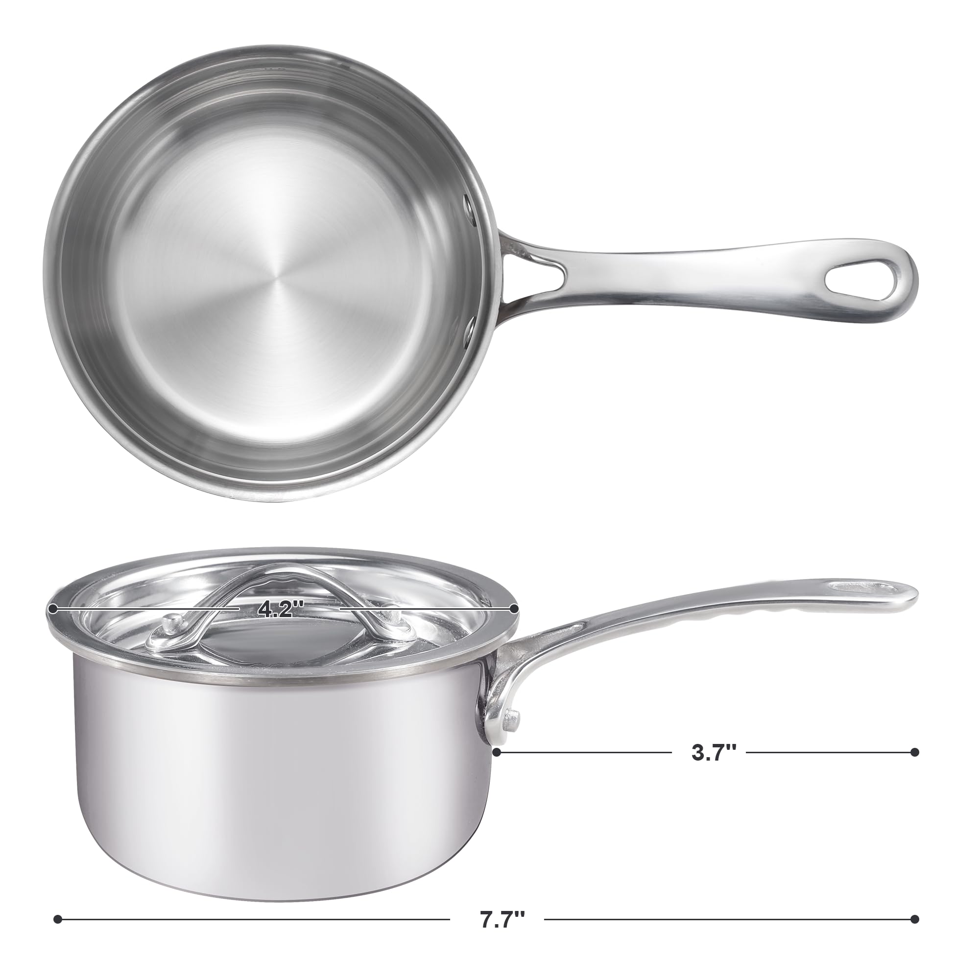 KC-Emier tri-ply stainless steel pan on a gas stove for versatile cooking