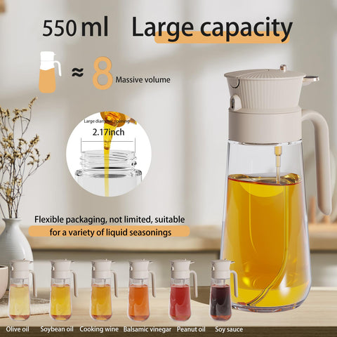 Keaixinyu glass olive oil bottle shows 550ml capacity for easy monitoring