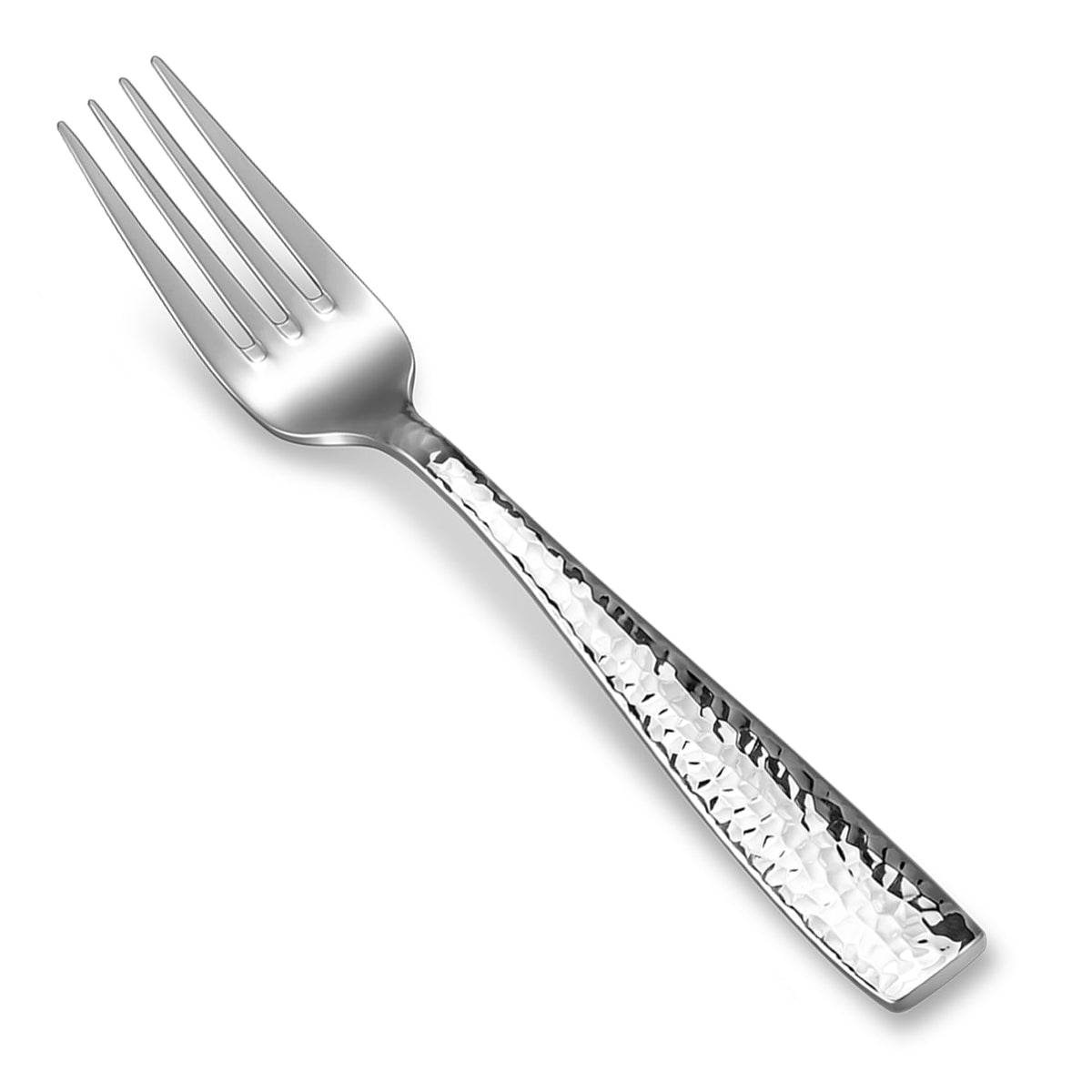 KEAWELL Louis hammered salad fork close-up; durable 18/10 stainless steel for daily dining.