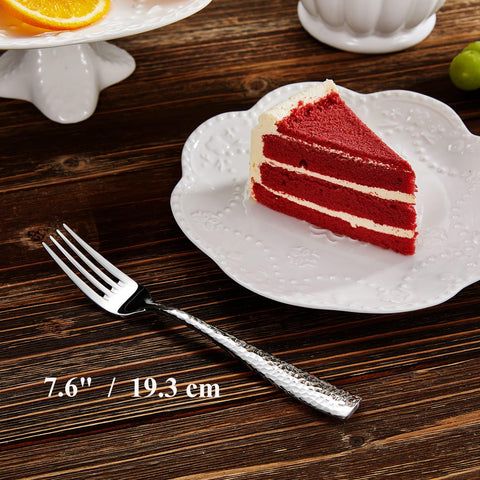 KEAWELL Louis hammered fork with squared edge; mirror finish for refined dining.