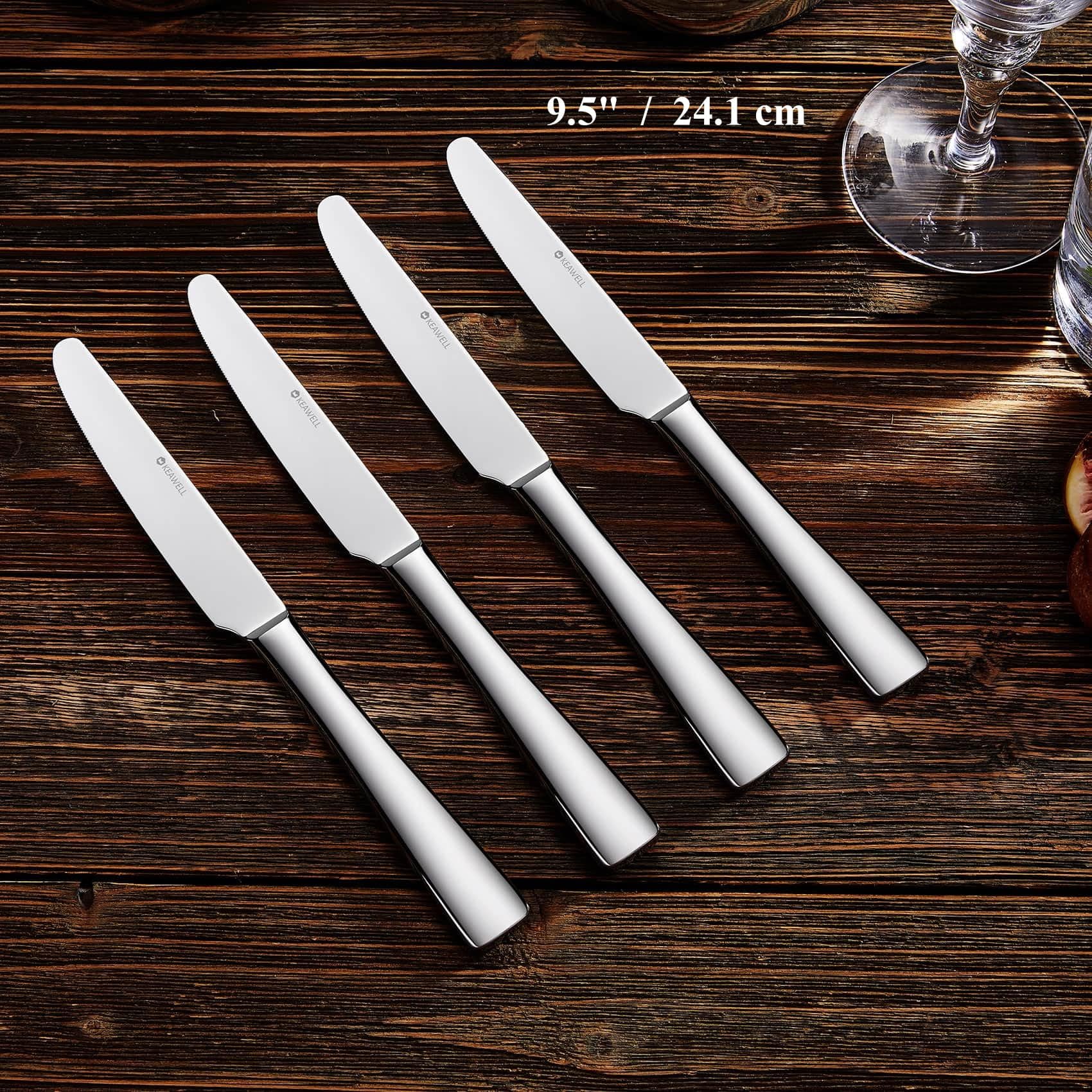 Keawell Louis Dinner Knives 4-piece set side view showing balanced weight