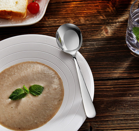 KEAWELL Louise spoon with soup displays generous bowl for servings