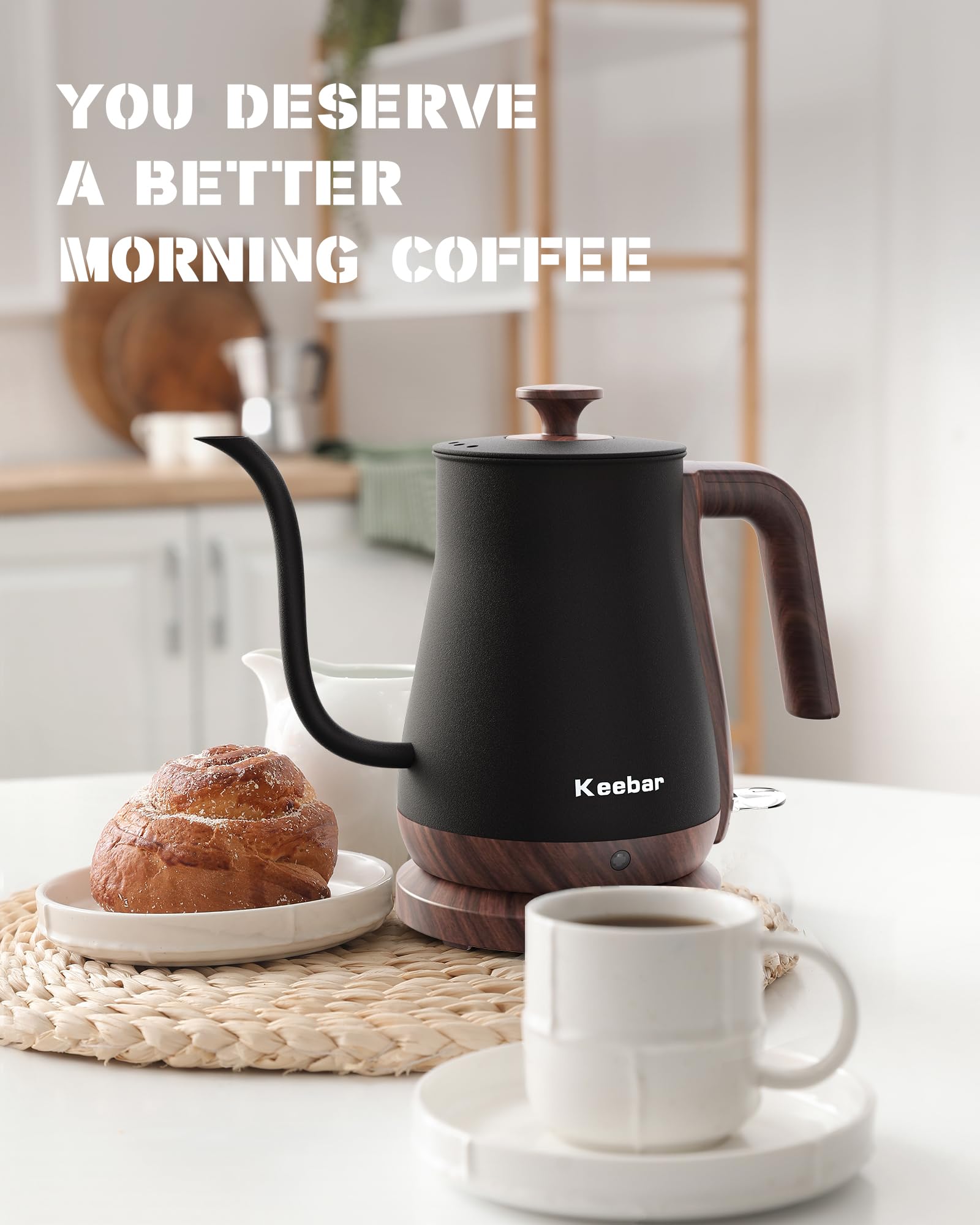 Keebar Gooseneck Kettle compact design fits small kitchens.