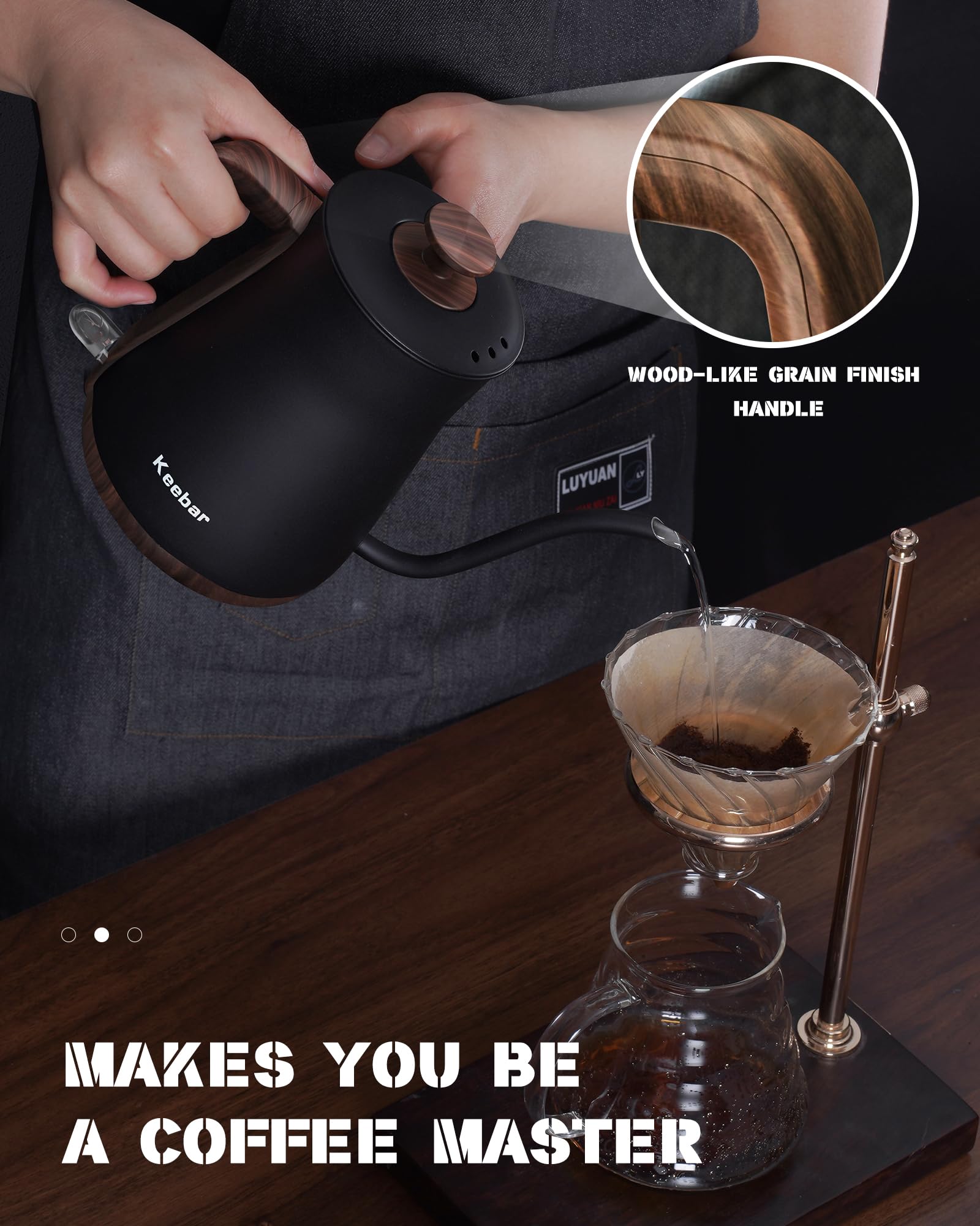 Keebar Gooseneck Kettle gooseneck spout enables controlled pour.