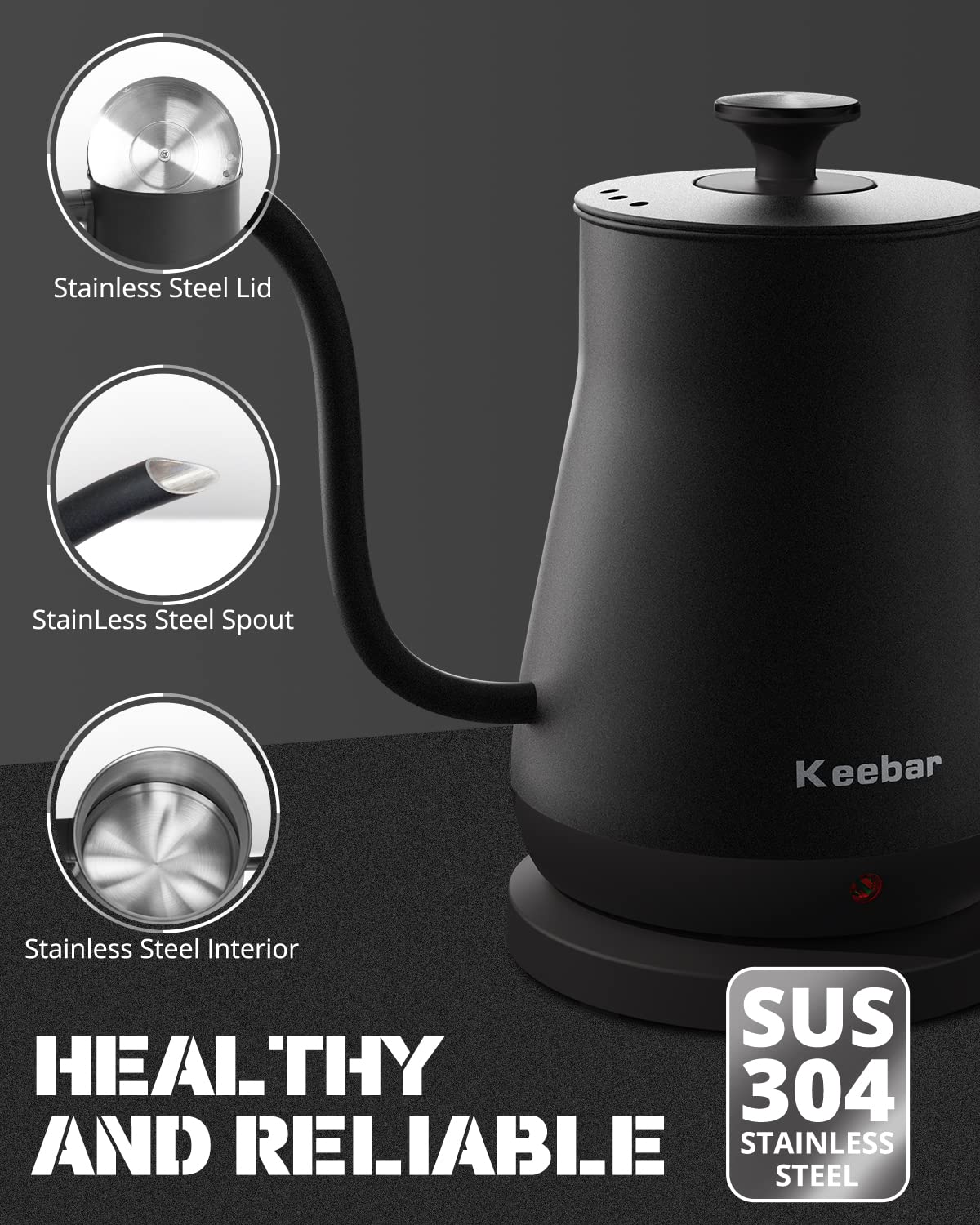 Keebar stainless steel construction ensures durable, pure-tasting water.
